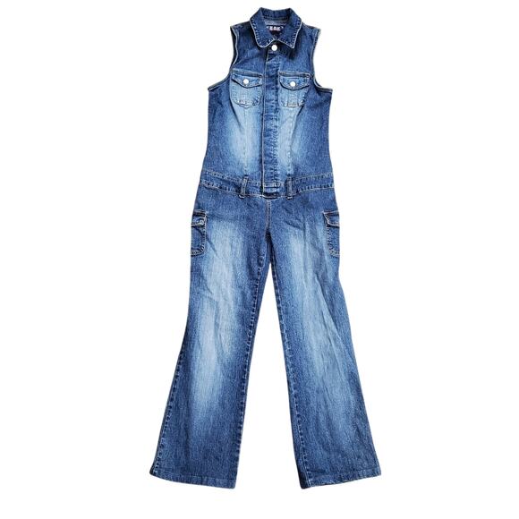 Y2k Denim Jumpsuit Slim Fit Vintage Hi Jeans Flared - Medium - Picture 3 of 6